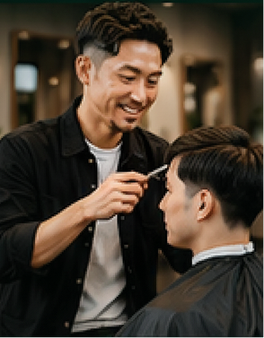 XCEL BARBERの施術風景